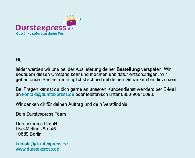 Mail von Durstexpress