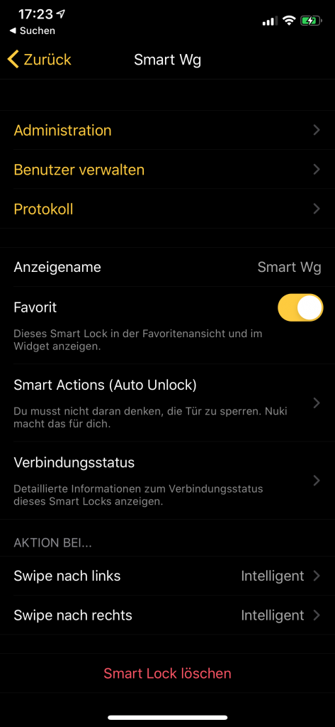 NUKI App Einstellungen