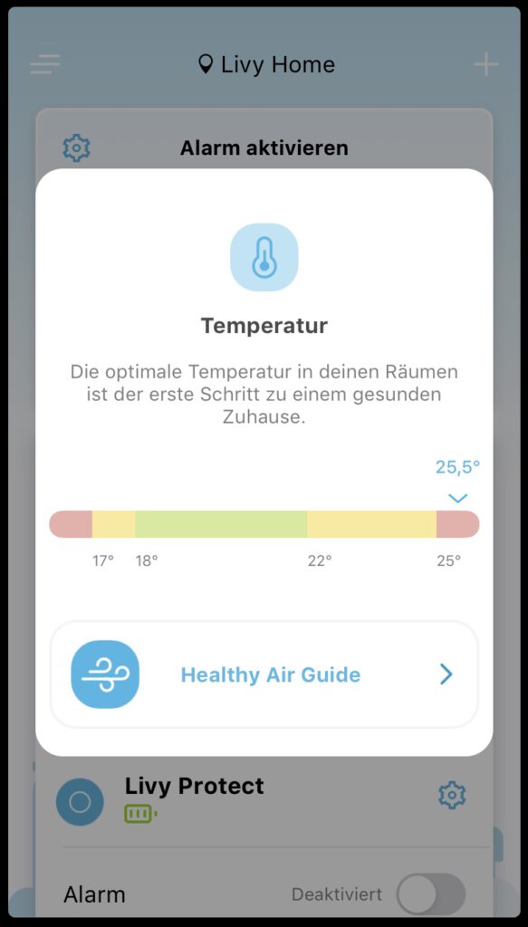 Livy Protect Temperaturanzeige